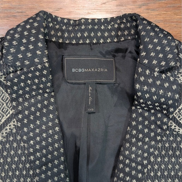 BCBGMAXAZRIA Black Geometric Pattern Blazer Jacket Women's XXS - Picture 4 of 13